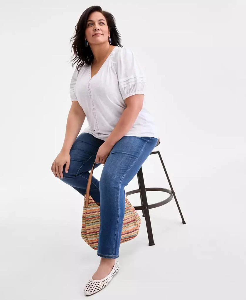 Style & Co Plus Size V-Neck Short-Sleeve Contrast-Trim Top, Exclusively at Macy's 2