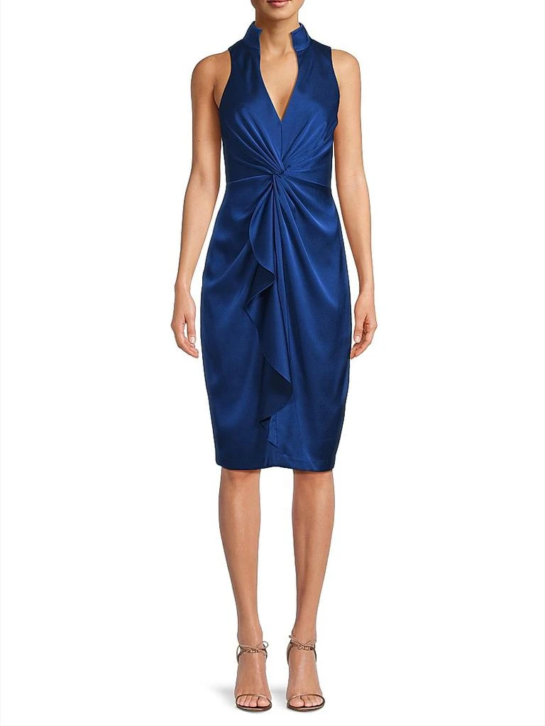 Aidan Mattox Crepe-Back Satin Twist Cocktail Dress 3
