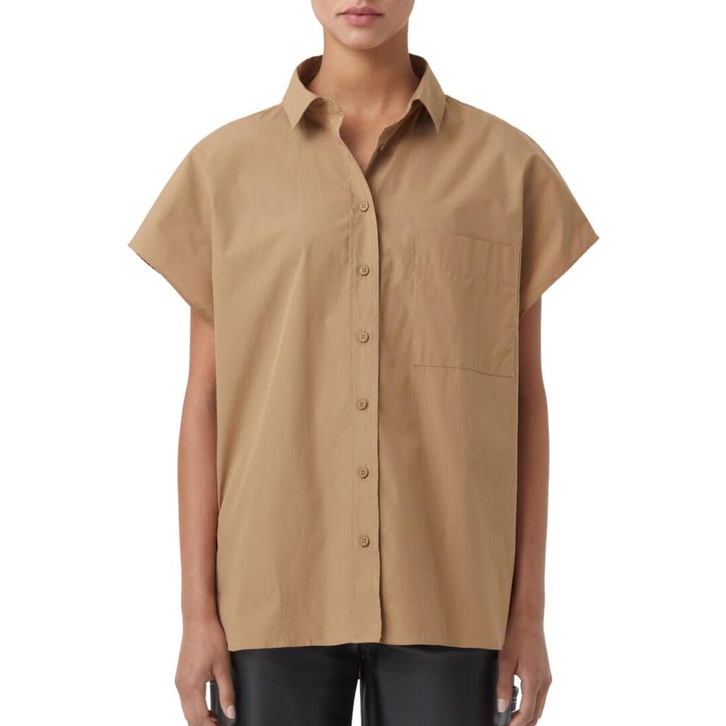 Closed Short Sleeve Blouse In Nutmeg