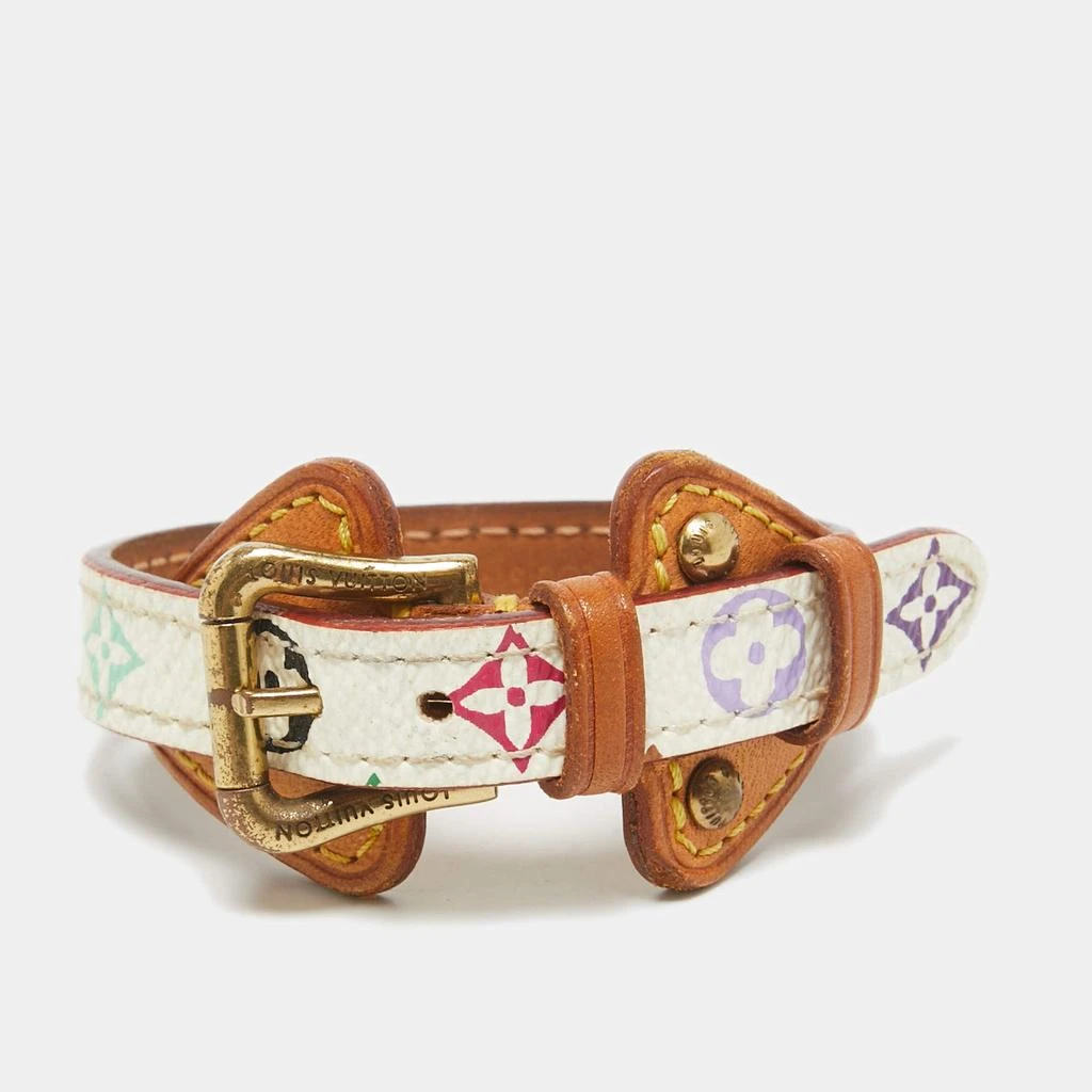 Louis Vuitton Louis Vuitton Theda Monogram Canvas Leather Gold Tone Bracelet 1