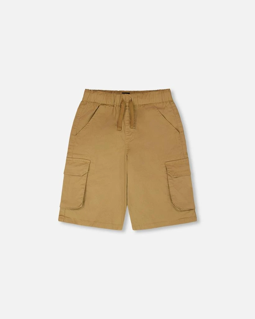 Deux par Deux Stretch Twill Bermuda with Cargo Pockets Beige