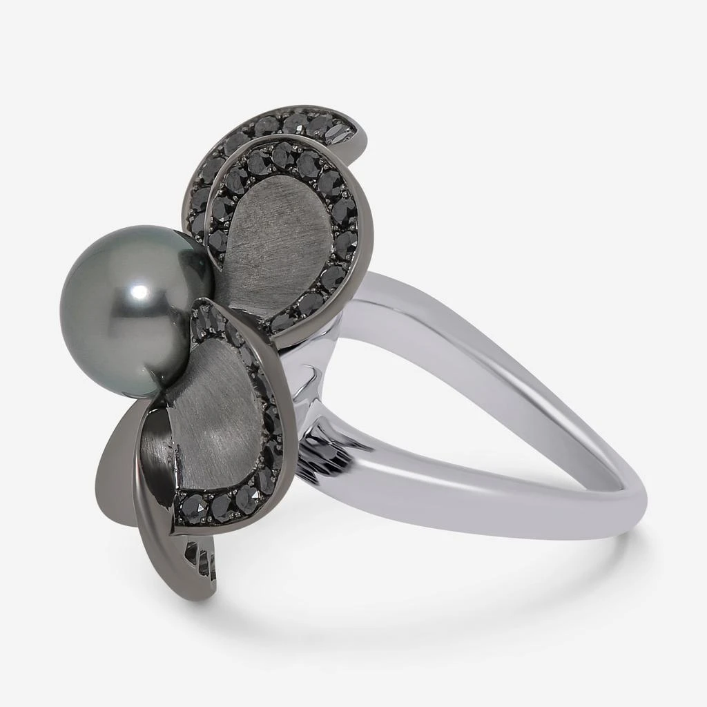 Assael Assael 18K White Gold, Black Diamond 1.14ct. tw. and Tahitian Natural Color Cultured Pearl Statement Ring AFR0001 3