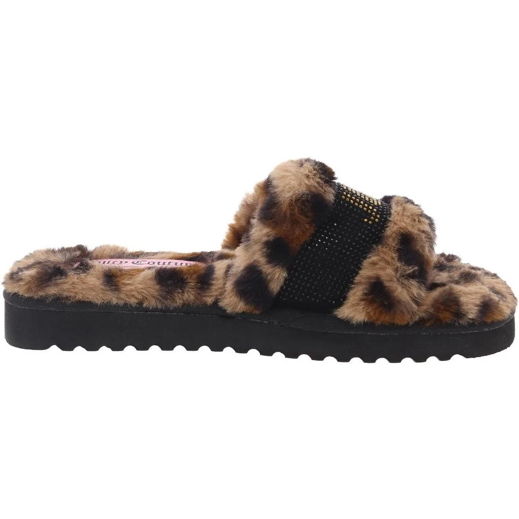 Juicy Couture halo Womens Embellished Faux Fur Slide Slippers 2