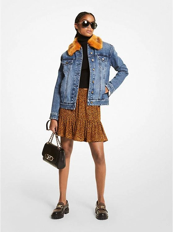 michael_kors Faux Fur Trim Denim Jacket 1