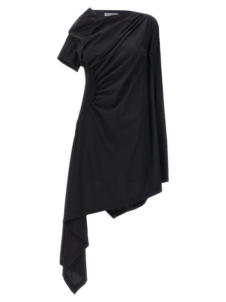 ワンピース ISSEY MIYAKE AERATE MIDI DRESS (IM46KH816 79 DARK NAVY) Issey Miyake Navy & White Aerate Midi Dress - Dresses