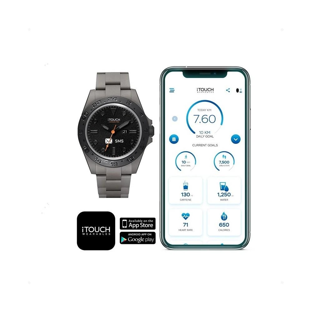 iTouch Connected Men's Hybrid Smartwatch Fitness Tracker: Gray Case with Gray Acrylic Strap 42mm 7