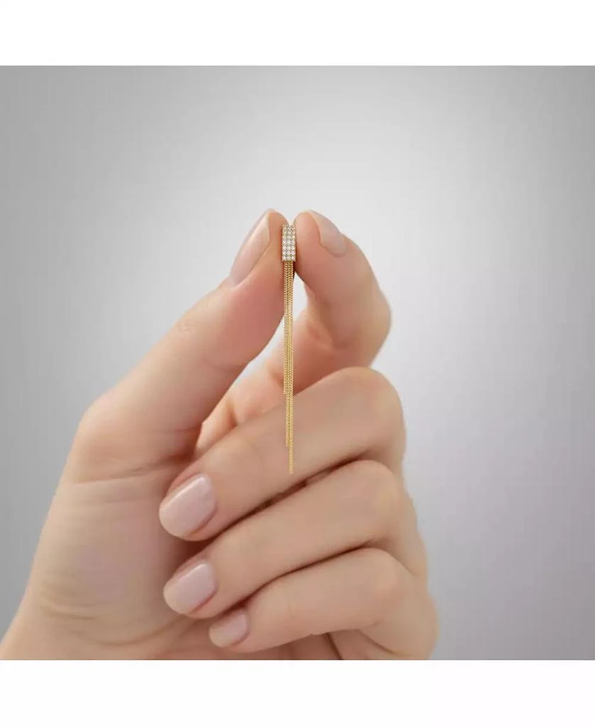 Rachel Glauber Brilliant 14K Gold Plated CZ Linear Drop Earrings 4