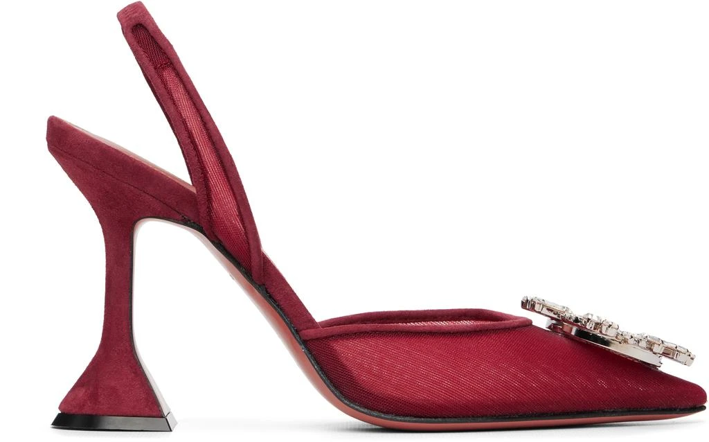 Amina Muaddi Burgundy Begum Mesh 95 Sling Heels