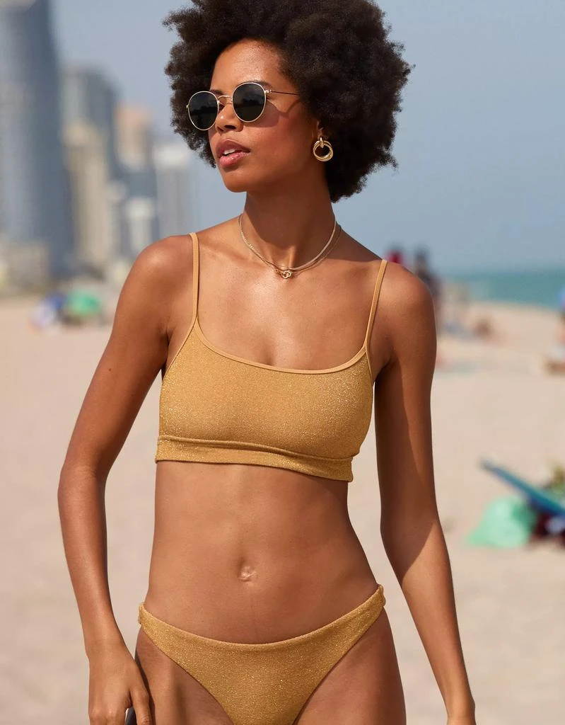Aerie Aerie Sparkle Straight Scoop Bikini Top 1
