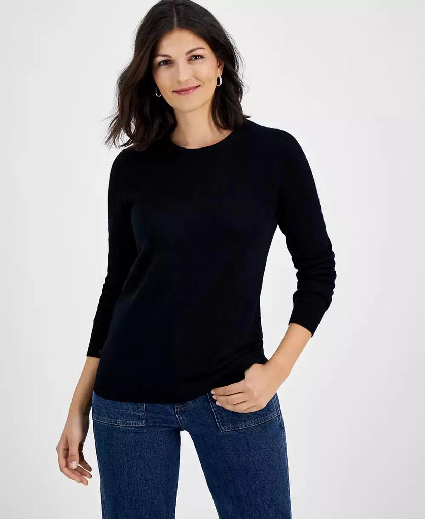 Charter Club 100% Cashmere Women's Long-Sleeve Crewneck Sweater, Regular & Petites, Created for Macy's