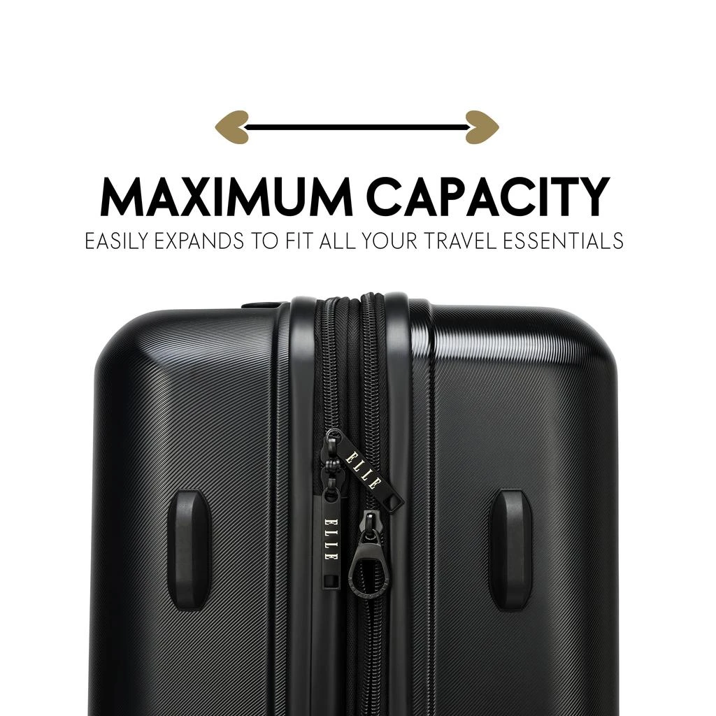 ELLE Expedition 3 Piece Expandable Polycarbonate Spinner Luggage Set | Black 4