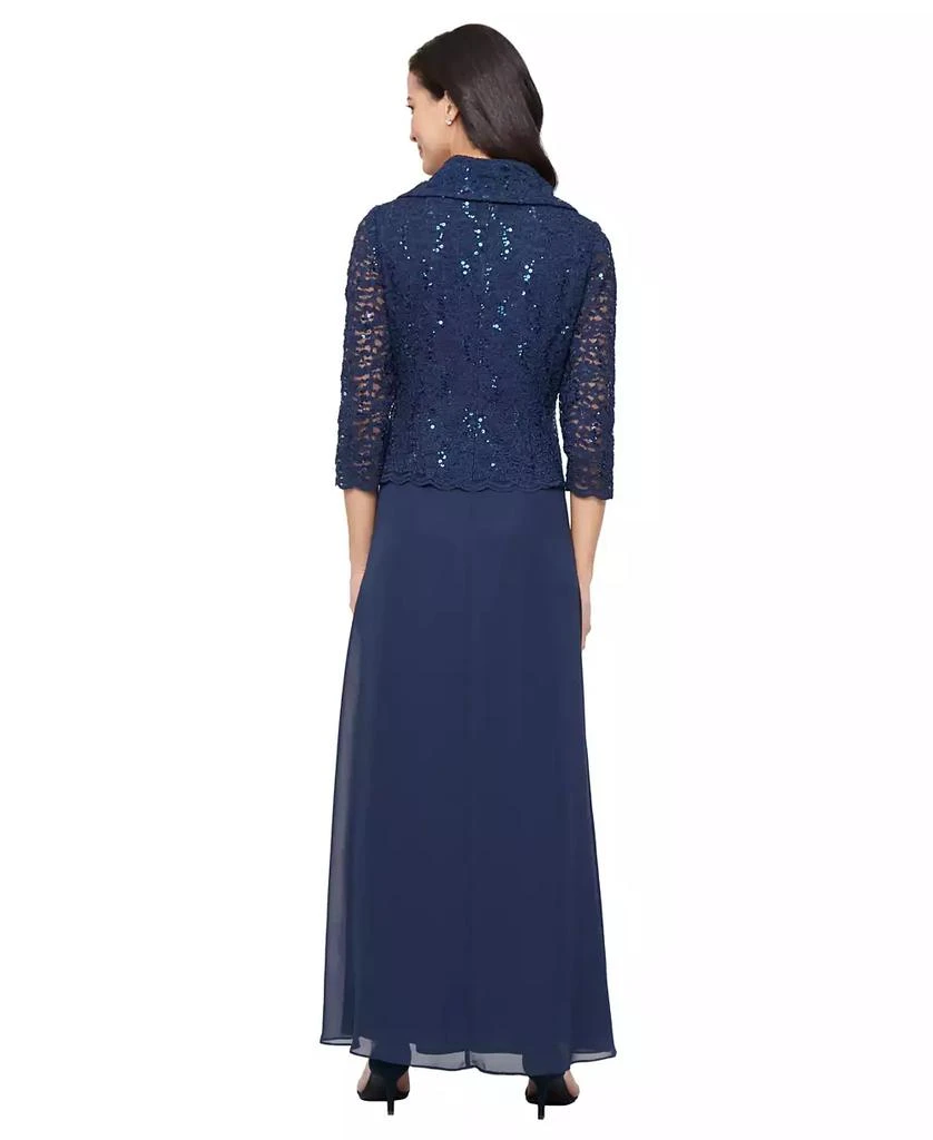 Alex Evenings Women's 3/4-Sleeve Lace A-Line Dress 3