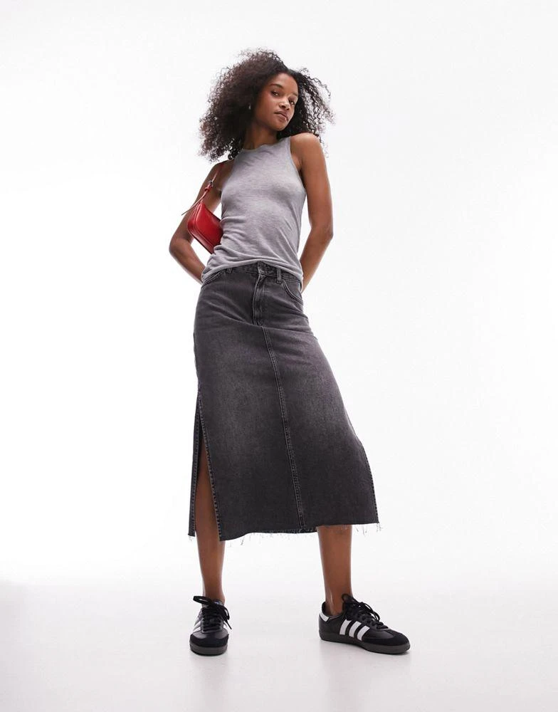 Topshop Topshop premium slinky racer vest in grey marl 3
