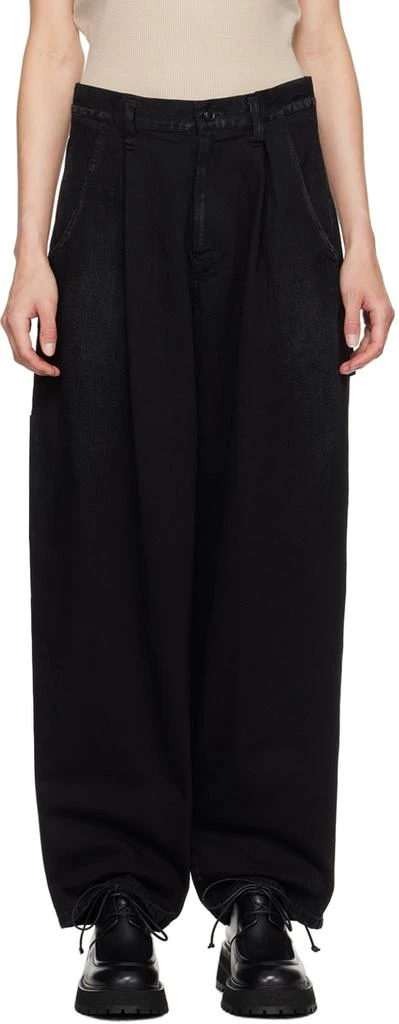 YOHJI YAMAMOTO Black Pleated Jeans 1