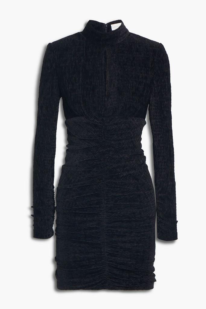 REBECCA VALLANCE Senna ruched ribbed velvet mini dress
