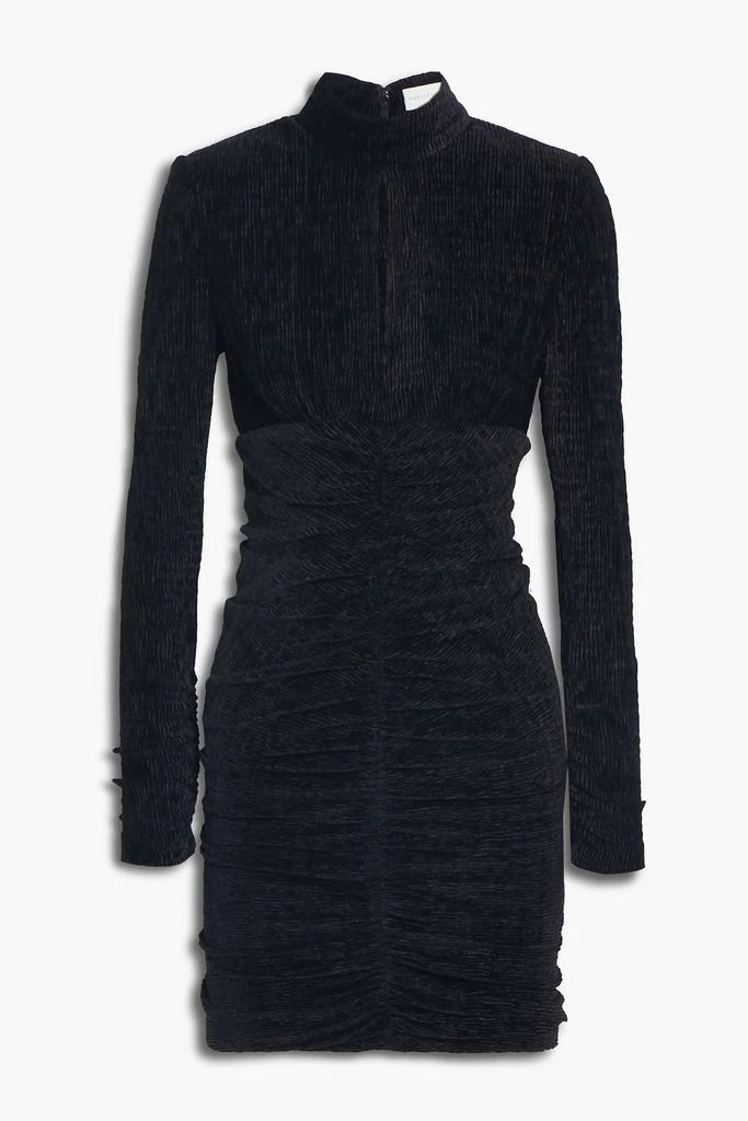 REBECCA VALLANCE Senna ruched ribbed velvet mini dress 1