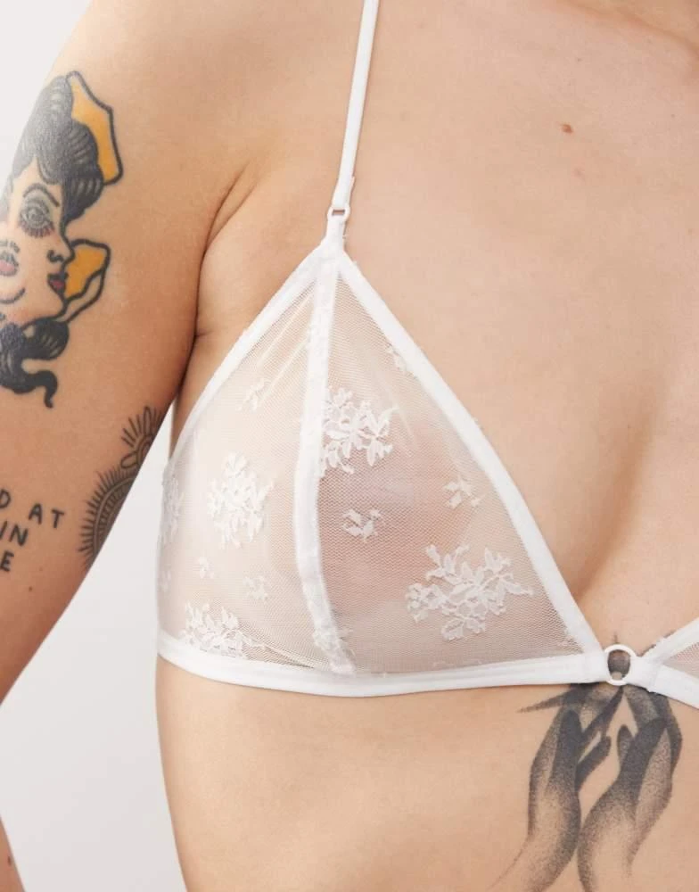 Weekday Weekday Zelda lace triangle bra in white 3