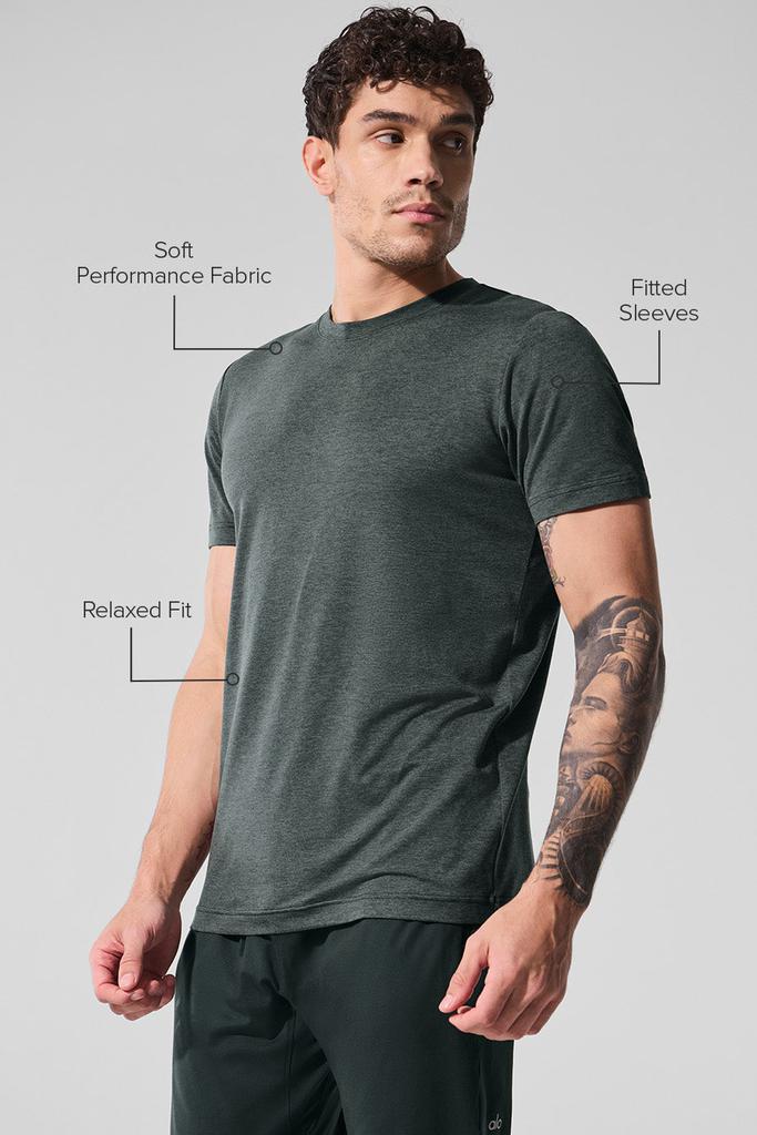 Alo Conquer Reform Crewneck Short Sleeve - Charcoal Green