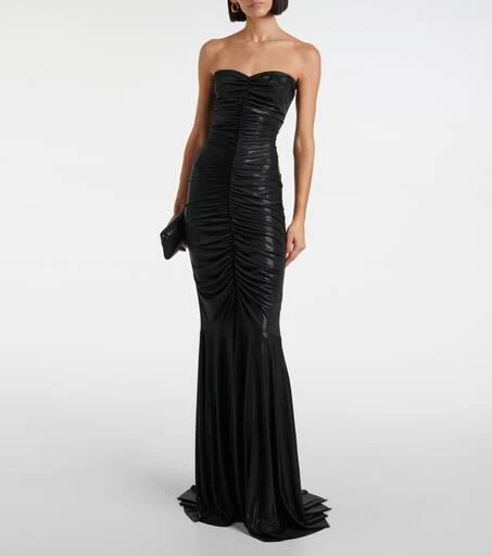 Norma Kamali Ruched lamé gown 2