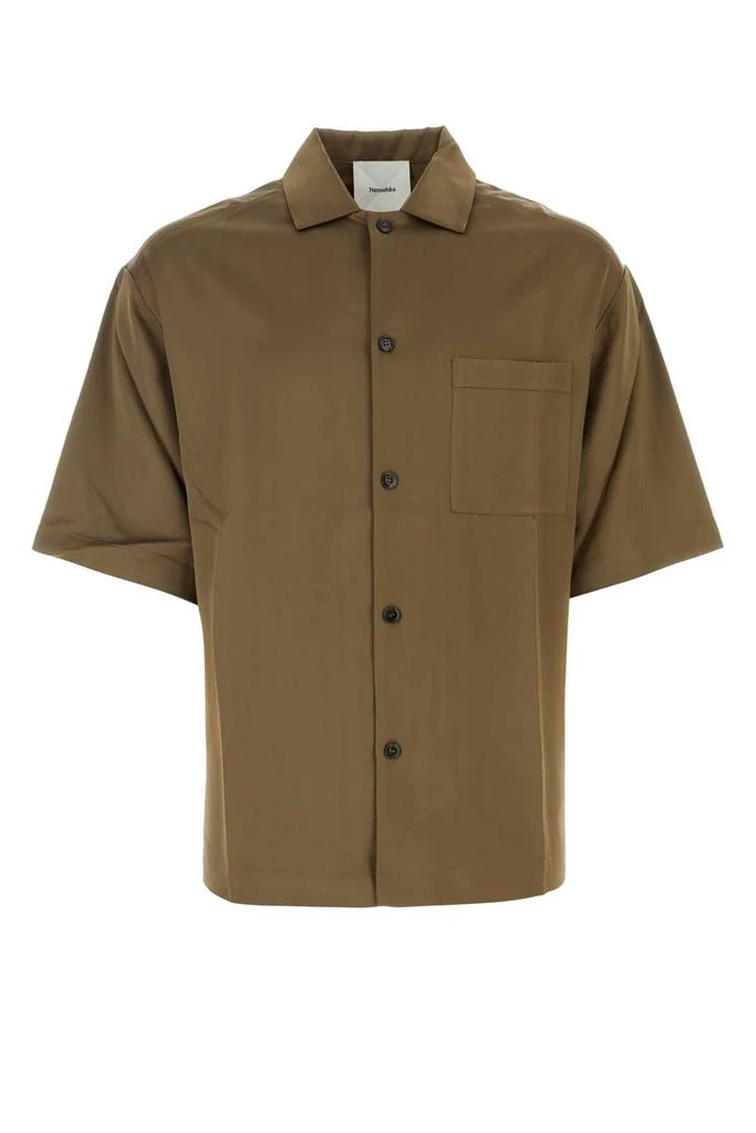 Nanushka Khaki Satin Shirt 1