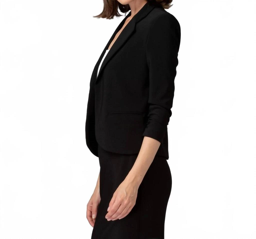 JOSEPH RIBKOFF Ruched Sleeve Blazer In Black 2