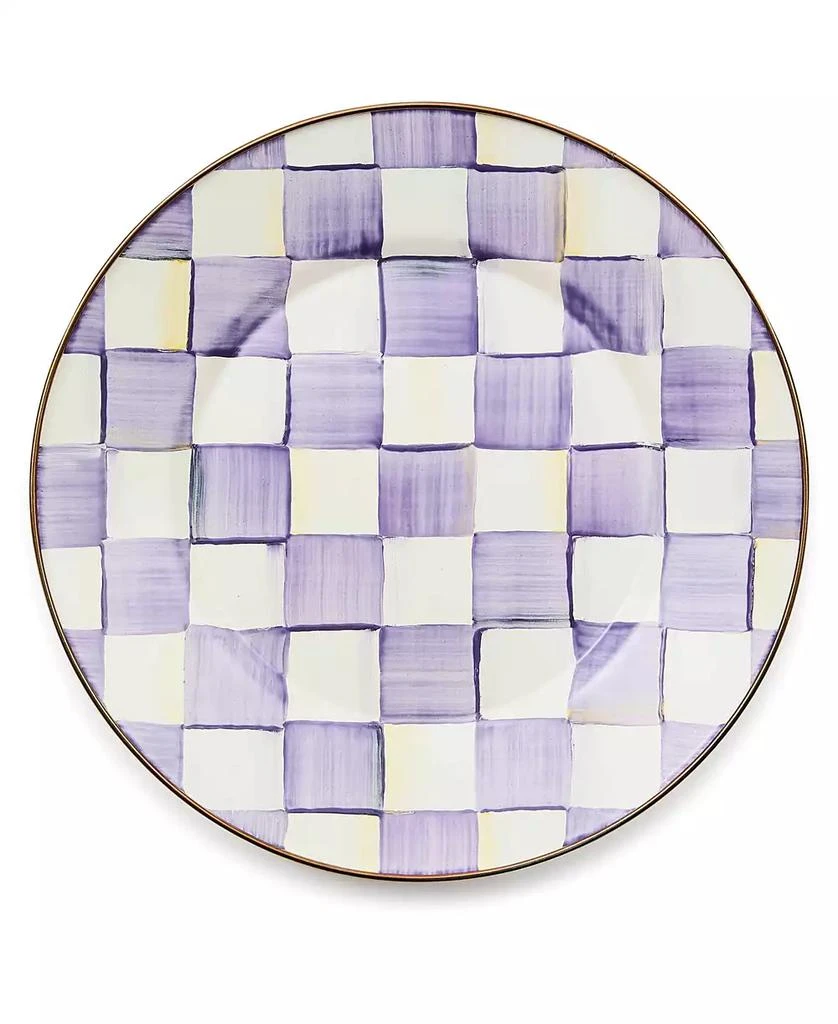 MacKenzie-Childs Violet Check Handmade Dinner Plate