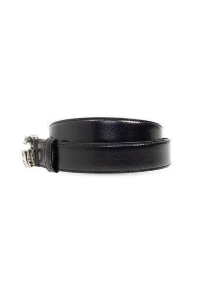 Gucci BLACK BELT WITH DOUBLE GG BUCKLE WITH CRYSTALS 2
