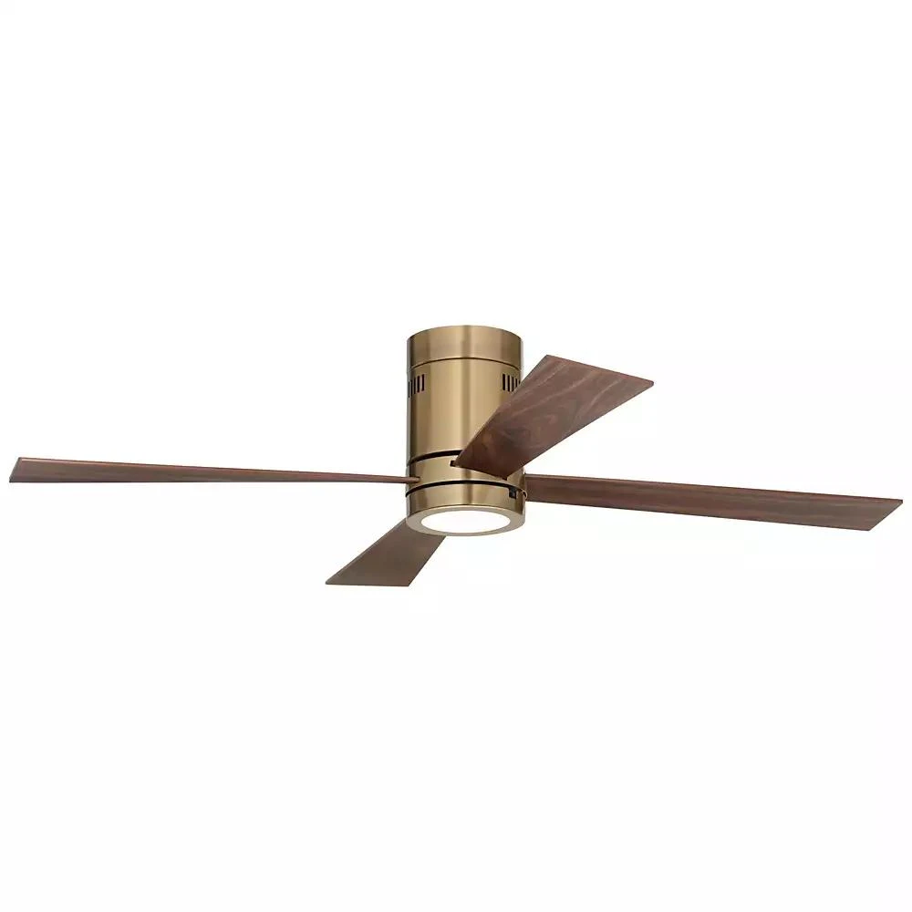 Casa Vieja 52" Revue Modern Indoor Hugger Ceiling Fan with LED Light Remote Control Bronze Soft Brass Walnut Opal Glass for Living Room Kitchen House 3