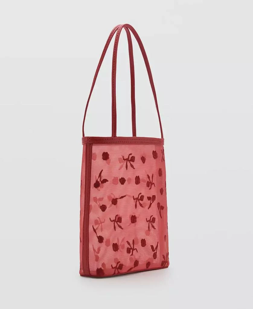 Mango Women's Flower-Embroidered Mesh Bag 5