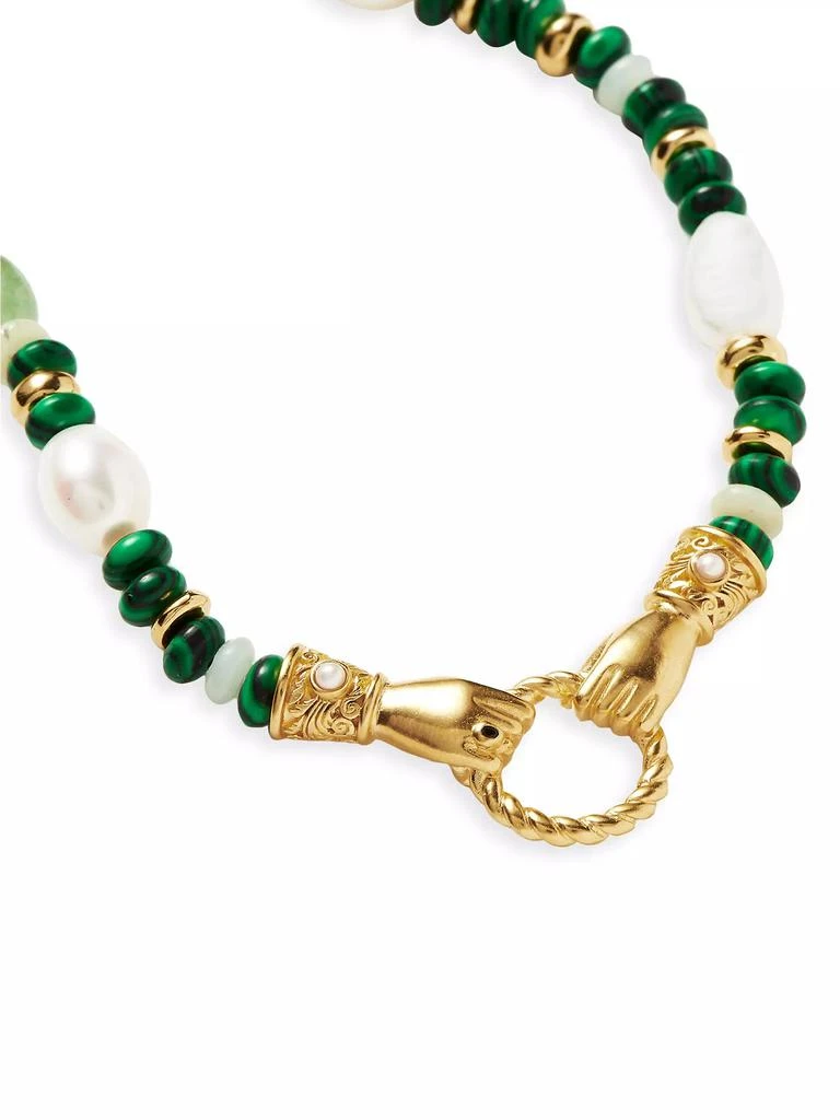 Missoma Harris Reed x Missoma In Good Hands 18K Gold-Plate, Pearl, Amazonite & Malachite Necklace 3