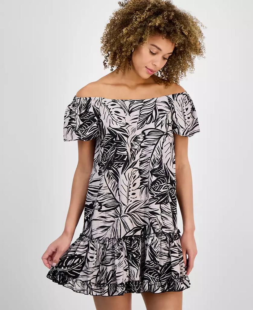 Robbie Bee Petite Printed Round-Neck Short-Sleeve Shift Dress