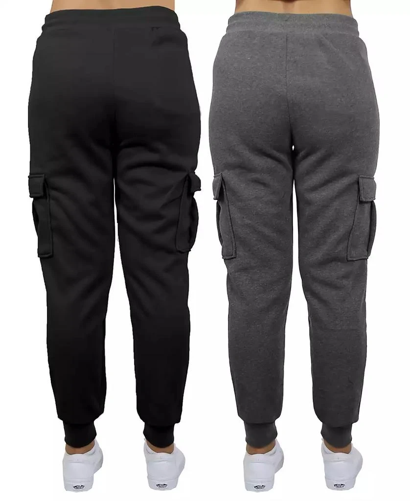 Galaxy By Harvic Women's Heavyweight Loose Fit Fleece Lined Cargo Jogger Pants Set, 2 Pack 2