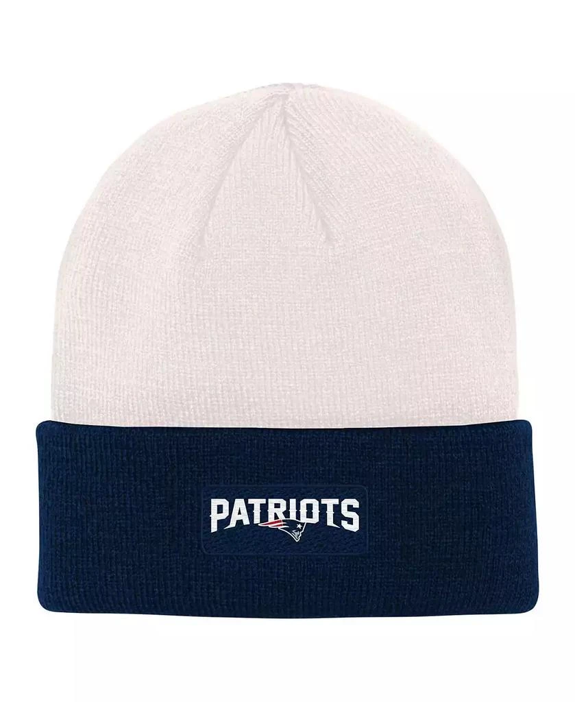 Outerstuff Big Boys and Girls Cream, Navy New England Patriots Bone Cuffed Knit Hat 2