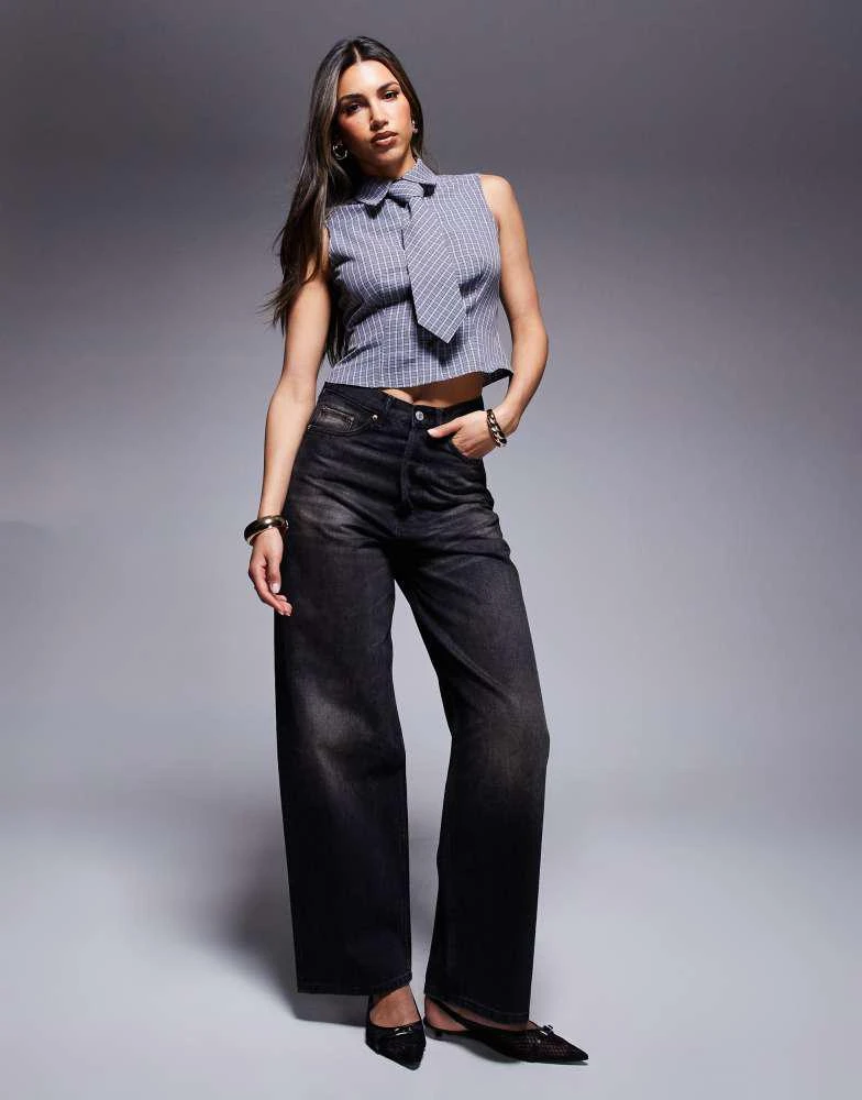 ASOS ASOS DESIGN tie detail sleeveless shirt in check 2