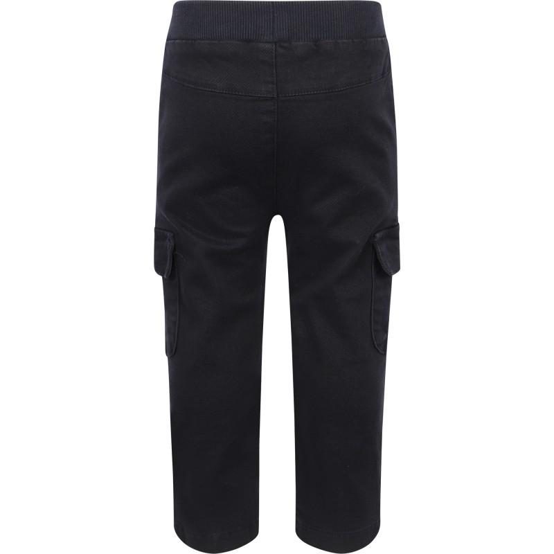 Esprit Elastic waist stretch gabardine trousers with pockets in navy