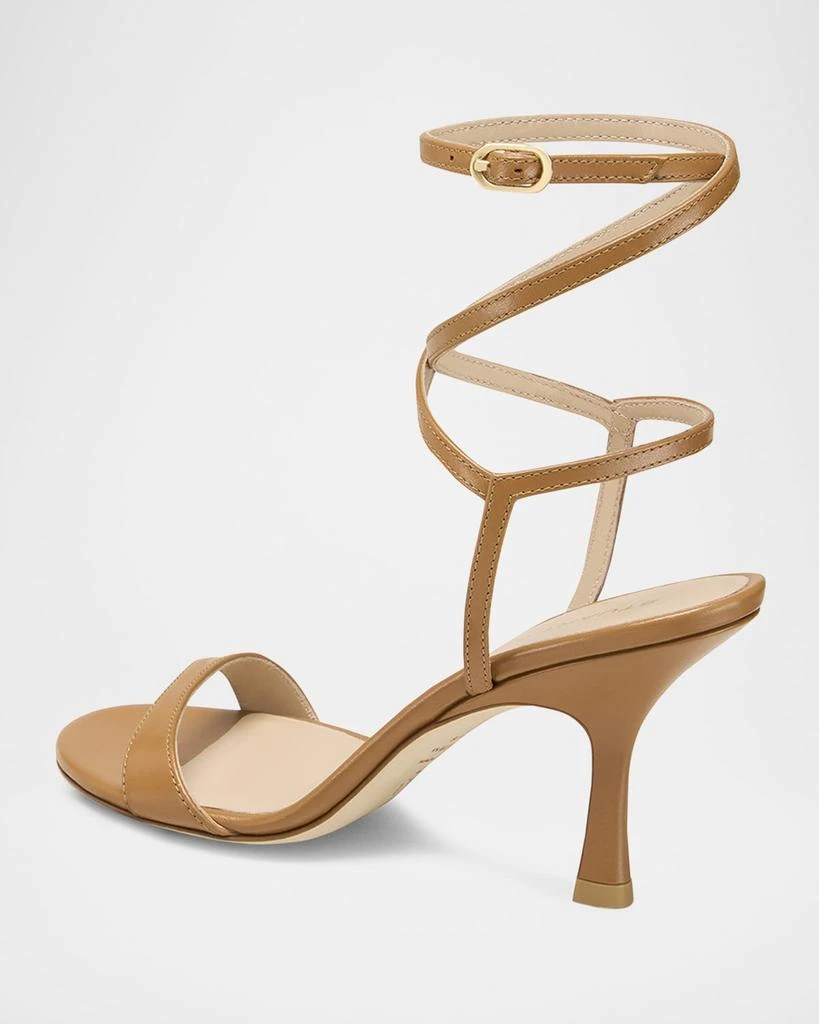 Stuart Weitzman Nudist Leather Ankle-Wrap Sandals 4