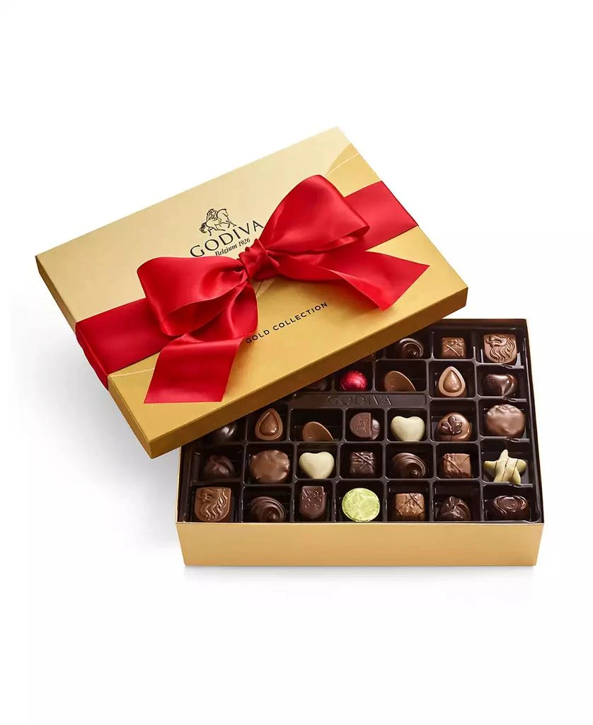Godiva Gold Ballotin Chocolate Gift Box with Solid Red Ribbon, 72 Piece 2