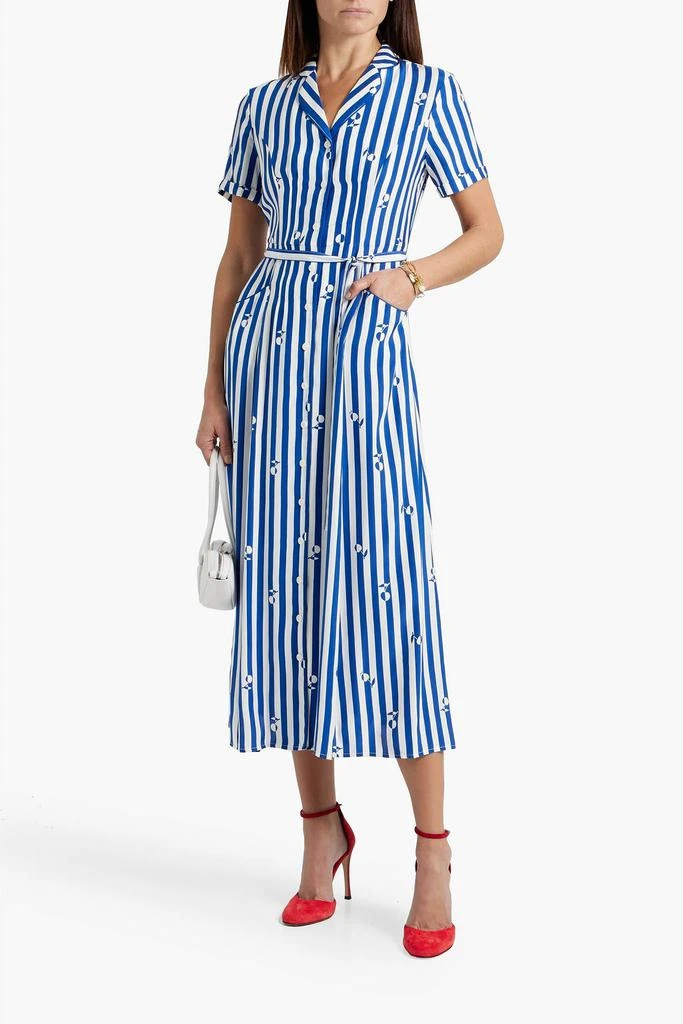 HVN Maria striped silk midi shirt dress 2