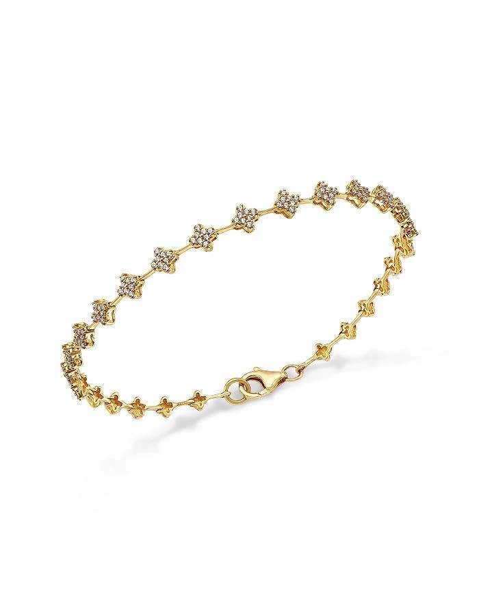 Bloomingdale
s Fine Collection Diamond Clover Cluster Station Bracelet in 14K Yellow Gold, 0.50 tcw
