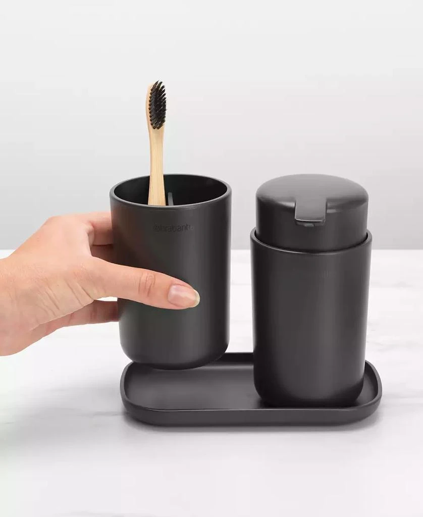 Brabantia Renew Bathroom Accessory Set of 3 - Soap Dispenser, Toothbrush Holder and Tray 4