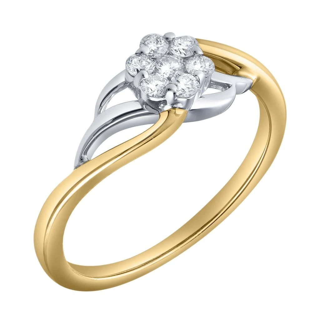 LuvMyJewelry Amoria 0.25 Ct Natural Diamond Floral 10K Gold Ring