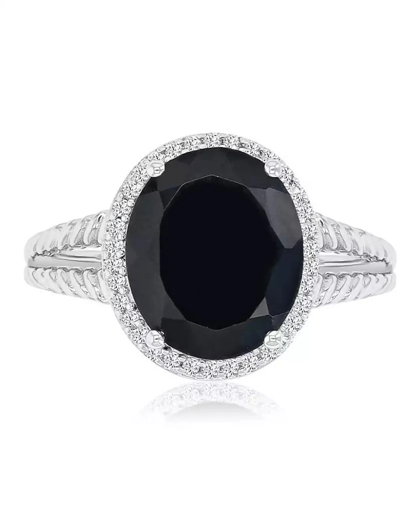 Macy
s Onyx (4.4 ct. t.w.) and Sapphire Halo Ring in Rhodium Over Sterling Silver