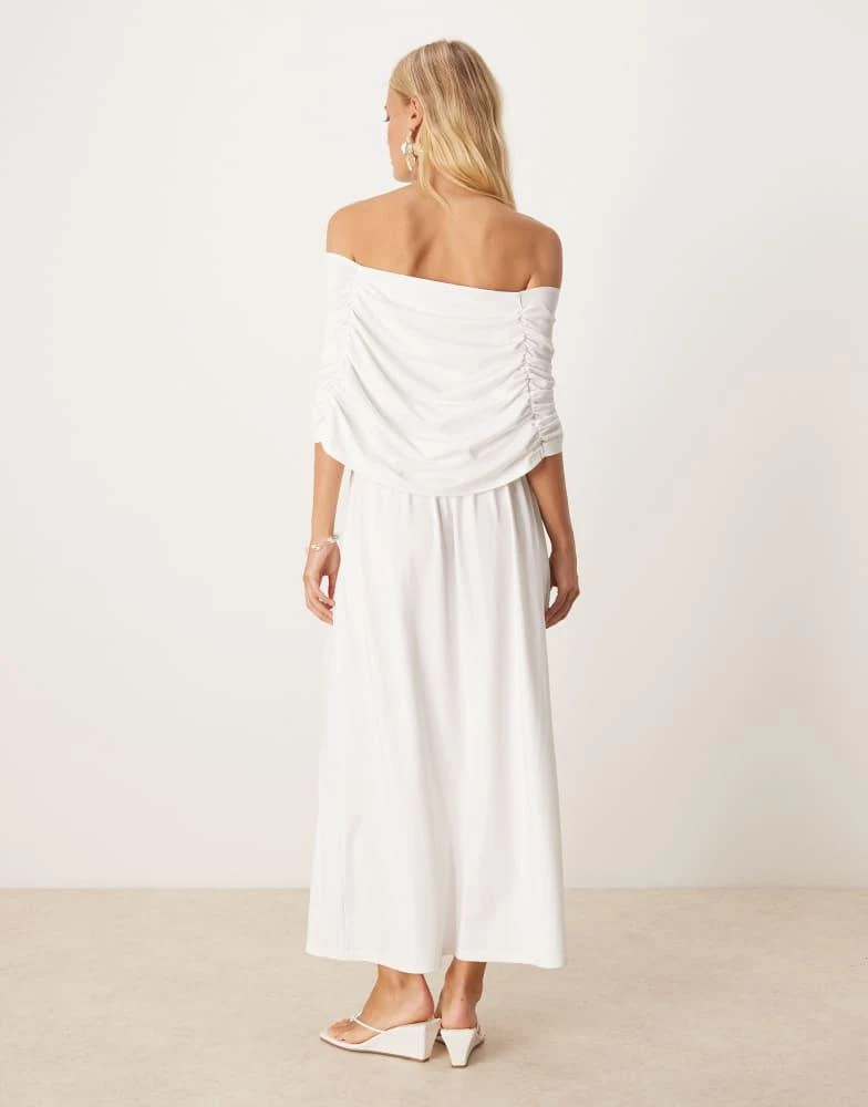 SNDYS bandeau drape shoulder detail drop waist maxi dress in white  On  Sale Now with Up to 10% Off | Discover Exclusive Deals & Savings at  BeyondStyle  Authentic SNDYS Home|women