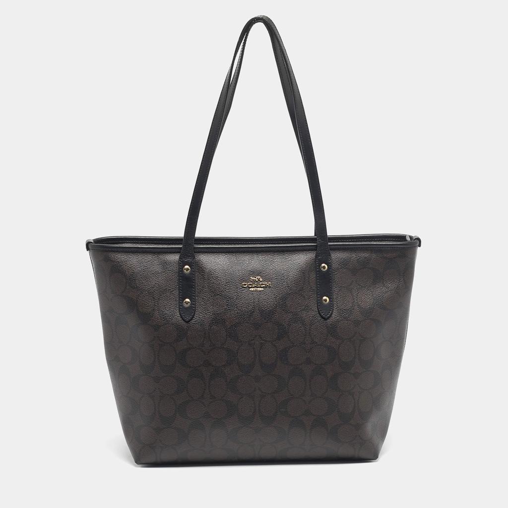 バッグ Coach Tote Bag Signature Canvas Black Coach Day Tote Bag Signature Canvas + Removable Zip Pouch