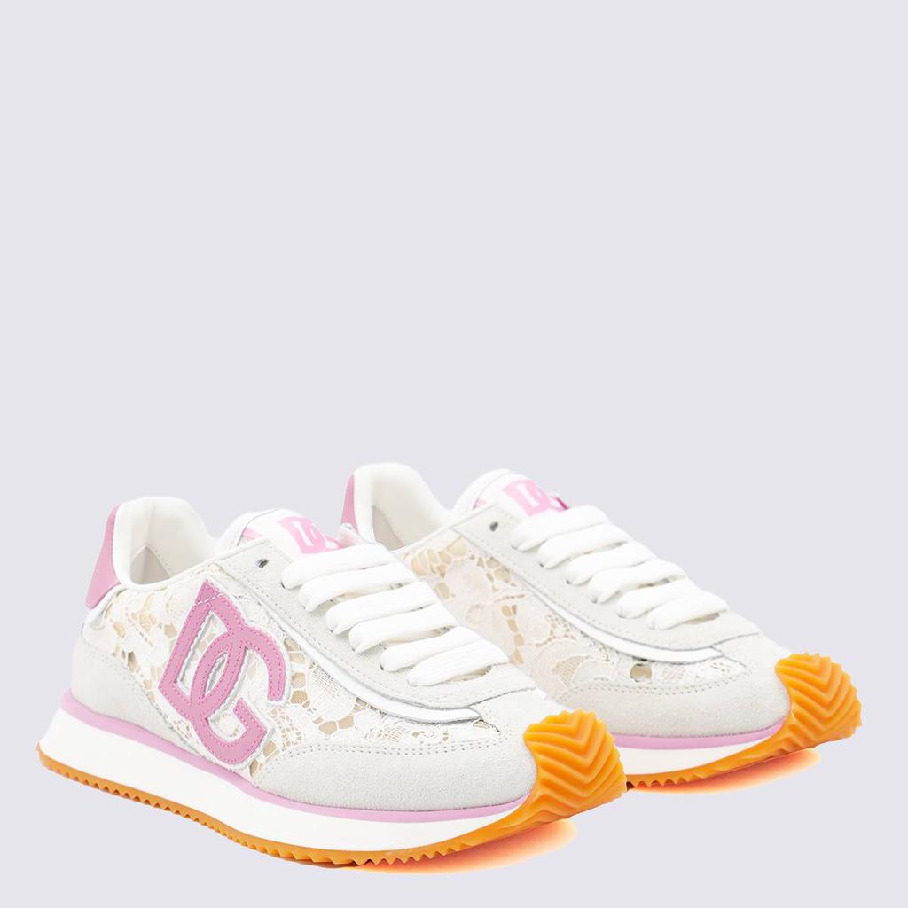 Shop Dolce & Gabbana White And Pink Dg Cushion Sneakers on