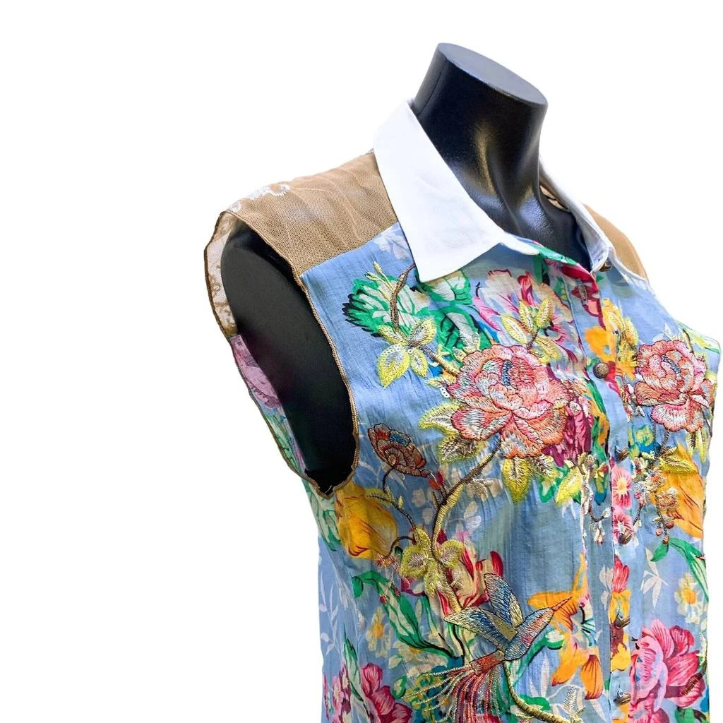 ARATTA Aratta - Silent Journey Floral Embroidered Sleeveless Button-down Shirt 4