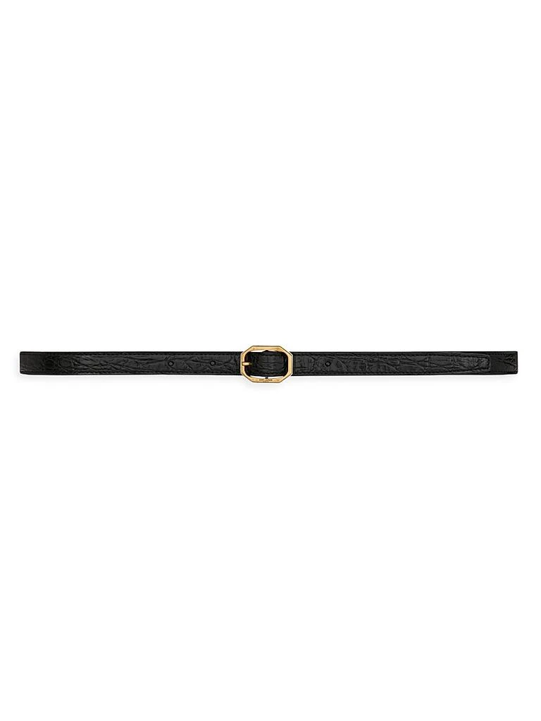 Yves Saint Laurent Frame Thin Belt in Crocodile-Embossed Leather 1