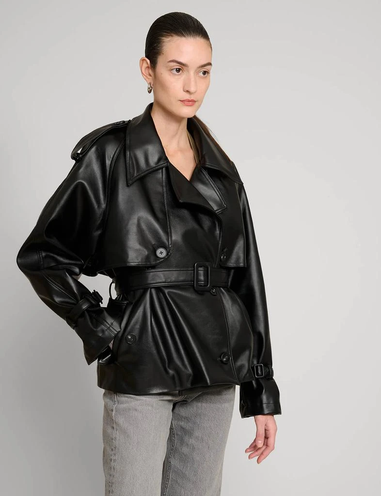 Pixie Market Black Cropped Leather Trench 3