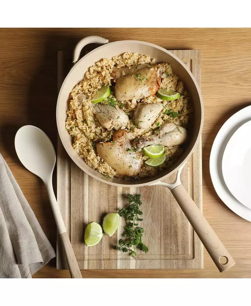 Gibson Elite Cast Aluminum 13-Piece Cookware Set – Ceramic Nonstick, Linen White with Wood Handle 6