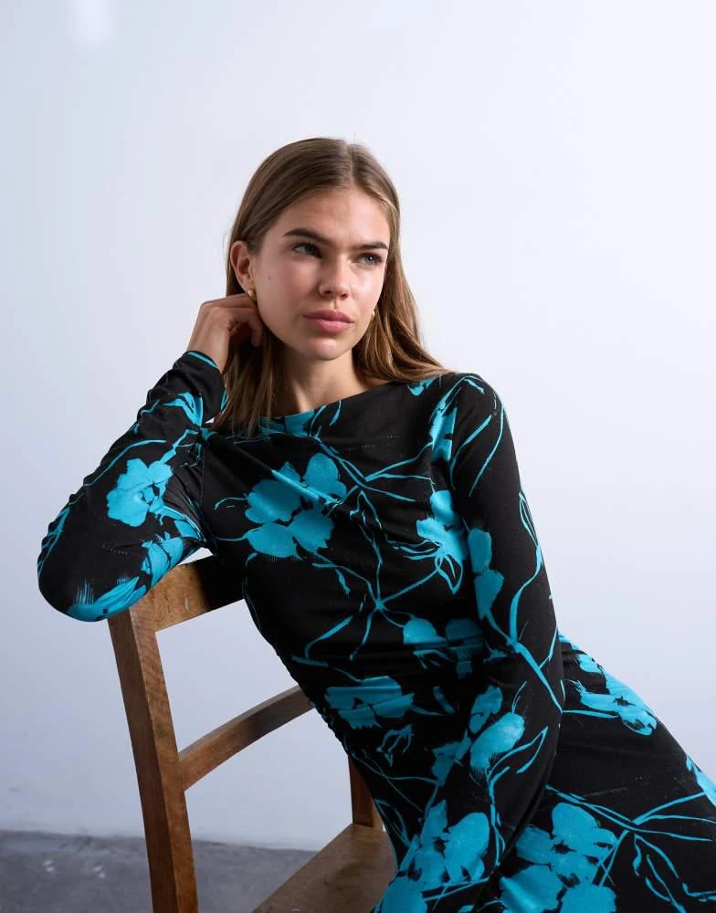 knee length dresses for ladies Topshop Black Floral Maxi Dress